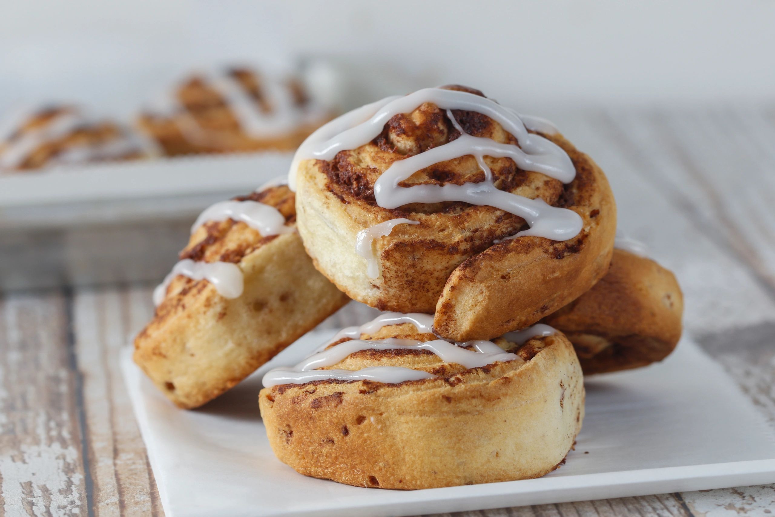 Fresh baked cinnamon rolls with icing