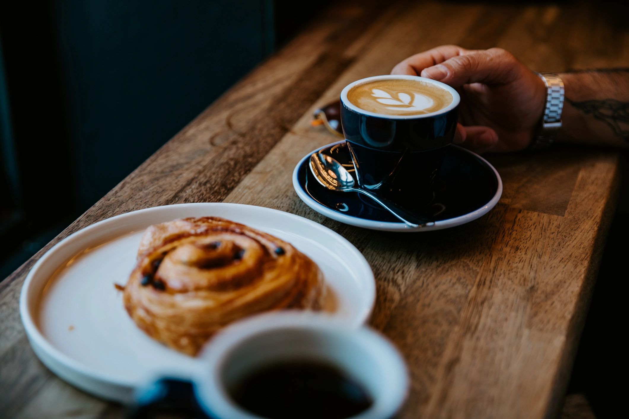 Coffee with latte art in a cup